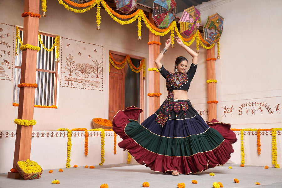 Festive Indian outfit styled for Navratri 2026 with colourful traditional details