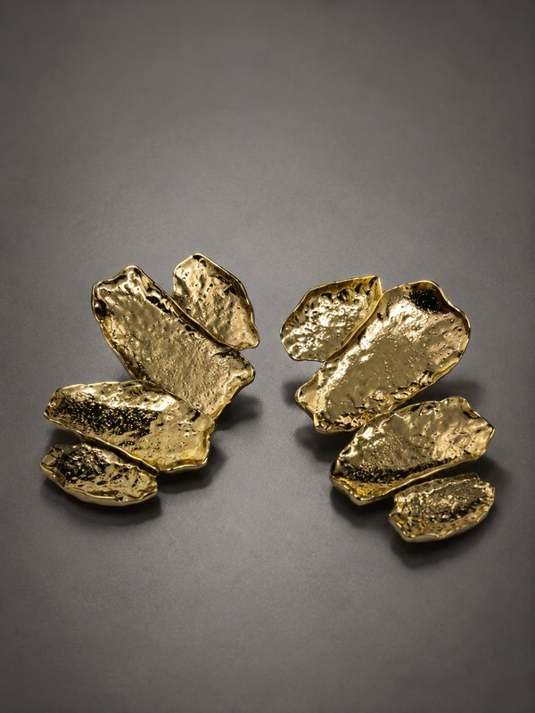 Textured Gold Statement Drop Earrings