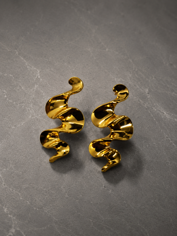 Women’s Gold-Tone Sculptural Wave Drop Earrings