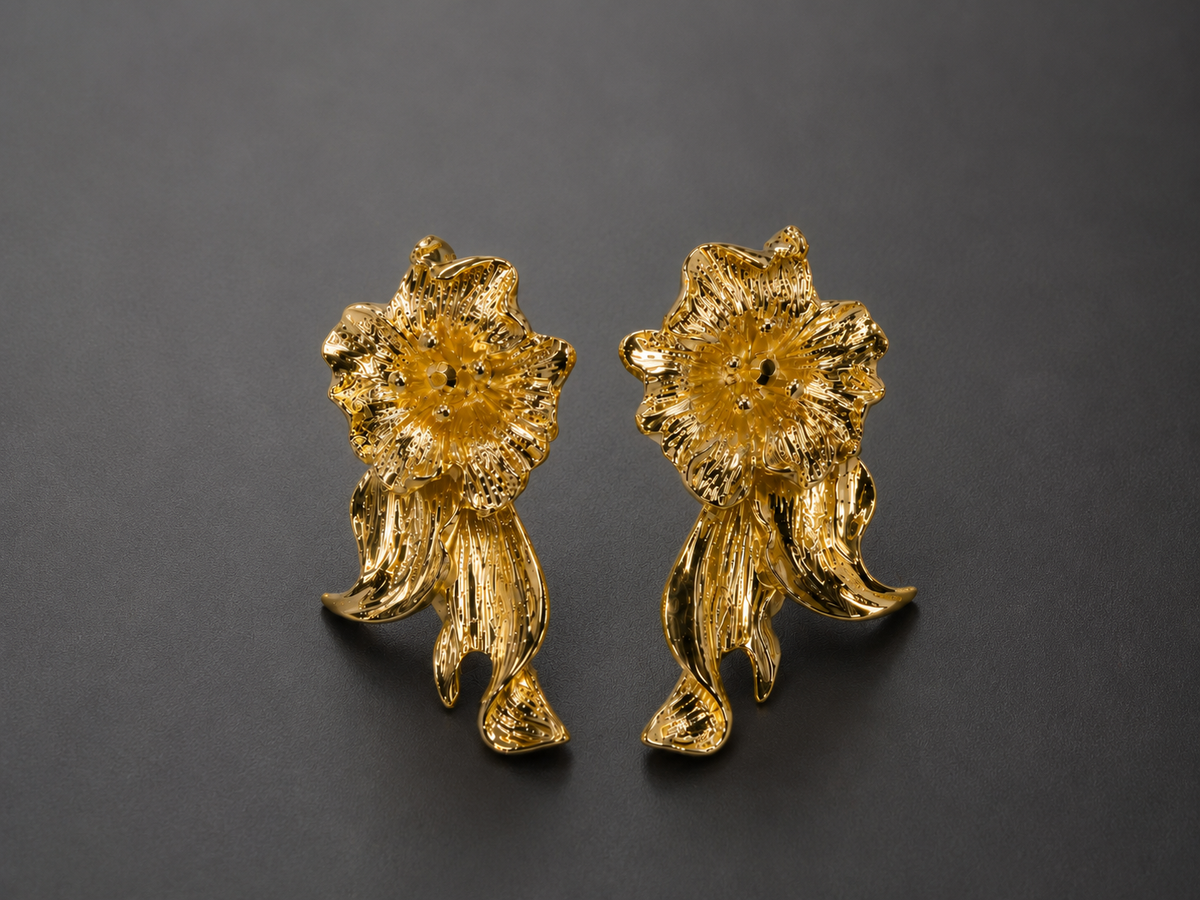 Women Gold-Toned Floral Cascade Statement Earrings