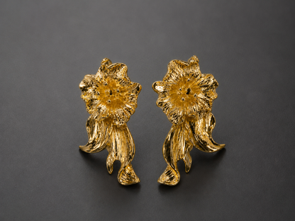 Women Gold-Toned Floral Cascade Statement Earrings
