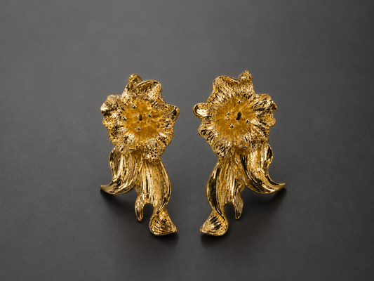 Women Gold-Toned Floral Cascade Statement Earrings