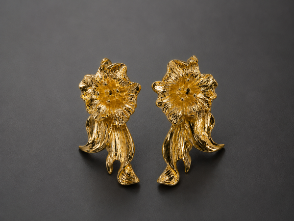 Women Gold-Toned Floral Cascade Statement Earrings