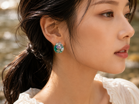 Women’s Floral Pearl Embellished Stud Earrings