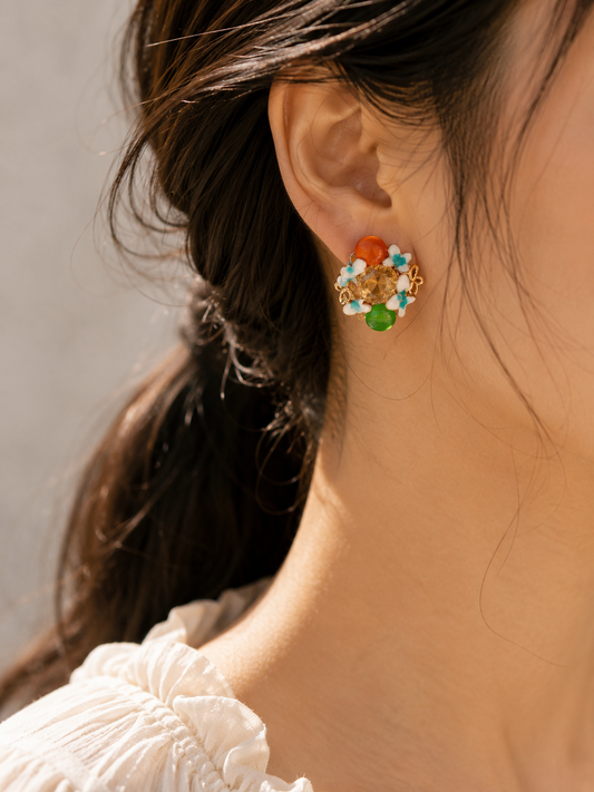 Women’s Floral Embellished Stud Earrings