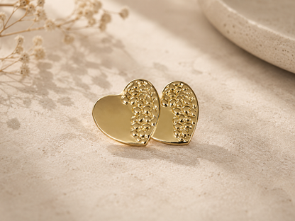 Women’s Heart-Shaped Gold Stud Earrings