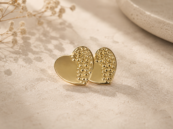 Women’s Heart-Shaped Gold Stud Earrings