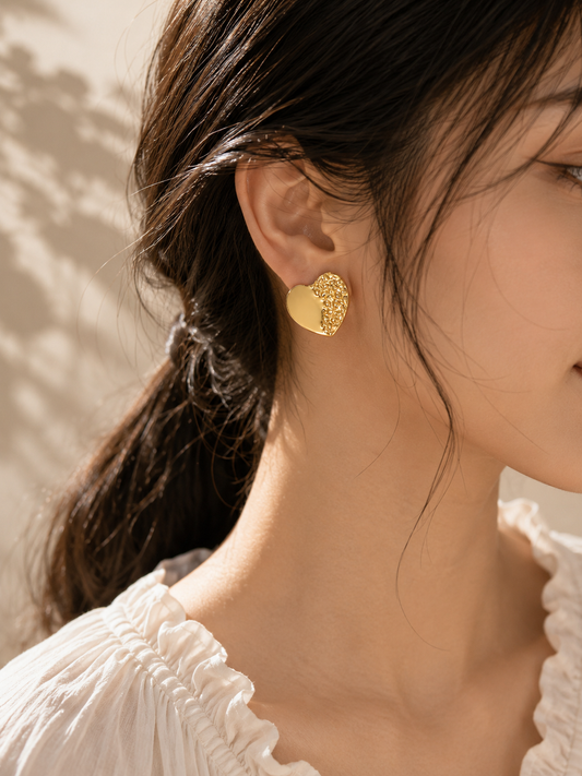 Women’s Heart-Shaped Gold Stud Earrings
