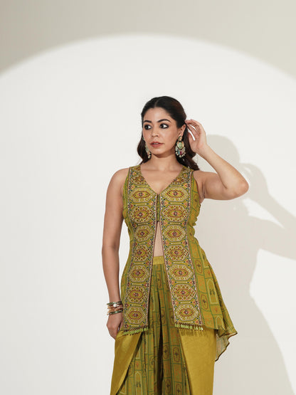 Olive Heritage Embroidered Co-ord Set