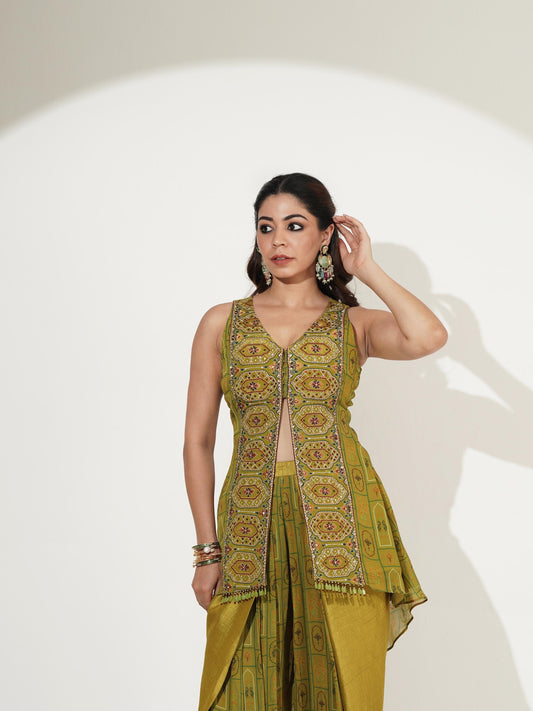 Olive Heritage Embroidered Co-ord Set