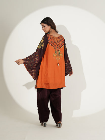 Maroon Printed Co-ord Set with Dupatta