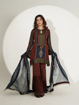 Vintage print kurti with kali sharara