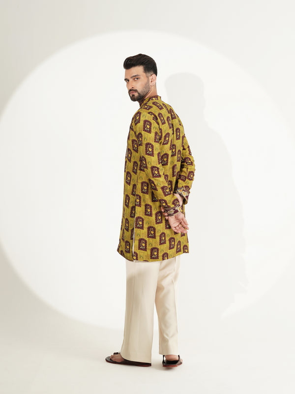 Olive Green Printed Kurta Set
