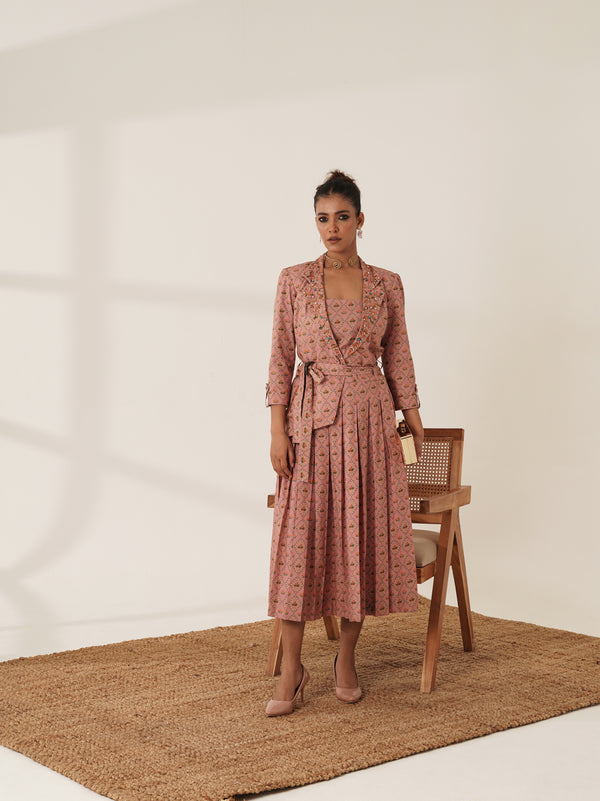 Rose Printed Blazer Dress Set