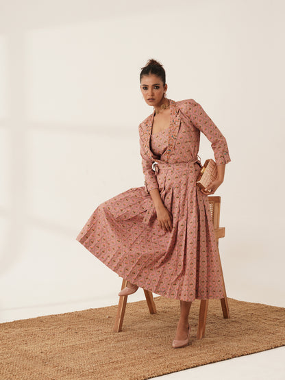 Rose Printed Blazer Dress Set