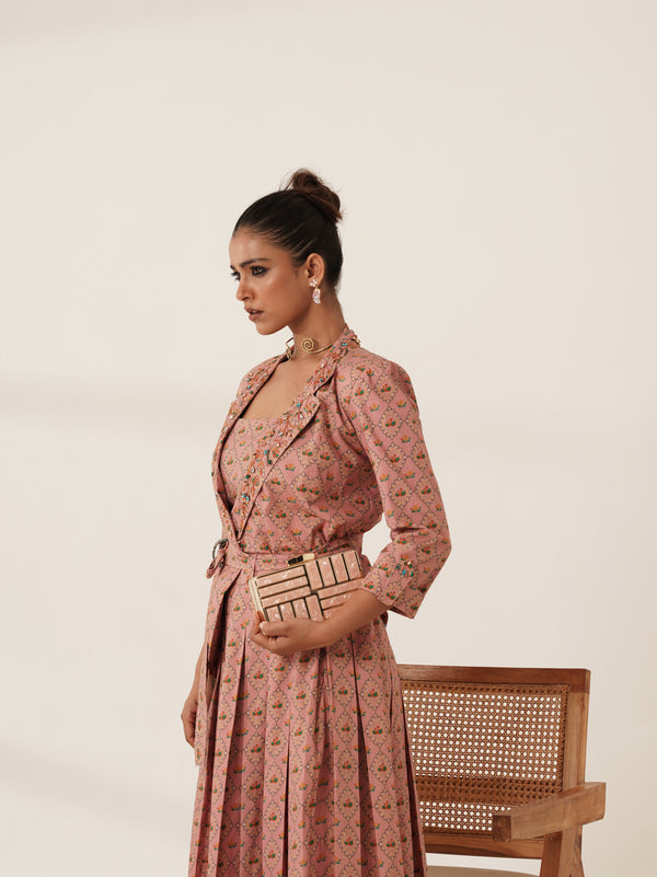 Rose Printed Blazer Dress Set