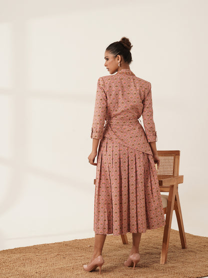 Rose Printed Blazer Dress Set