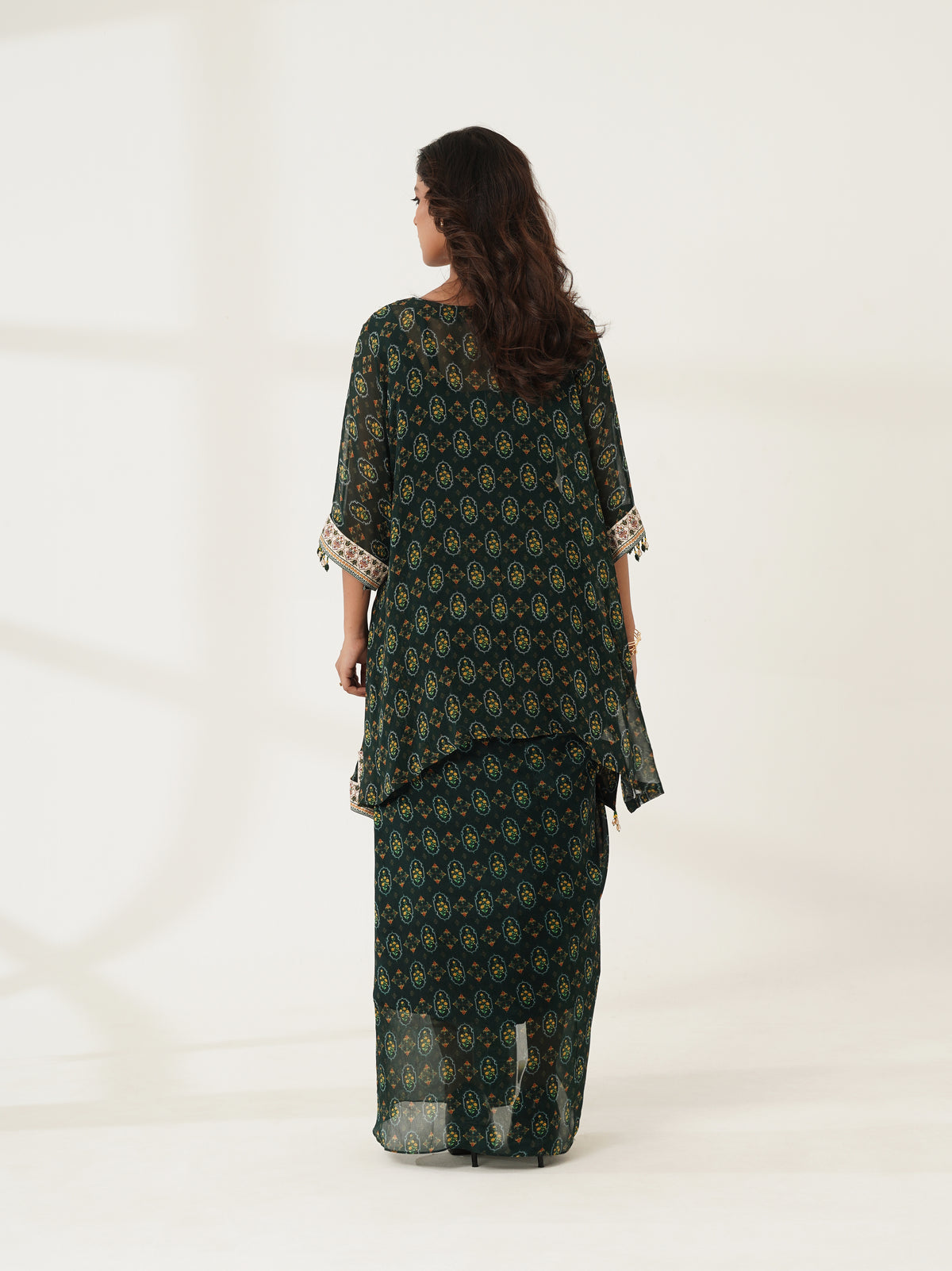 Emerald Green Printed Kaftan Co-Ord Set