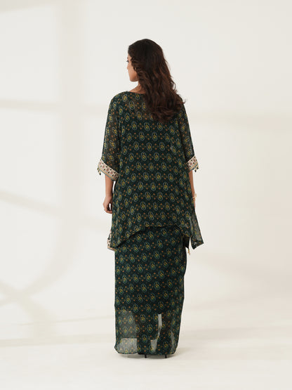 Emerald Green Printed Kaftan Co-Ord Set
