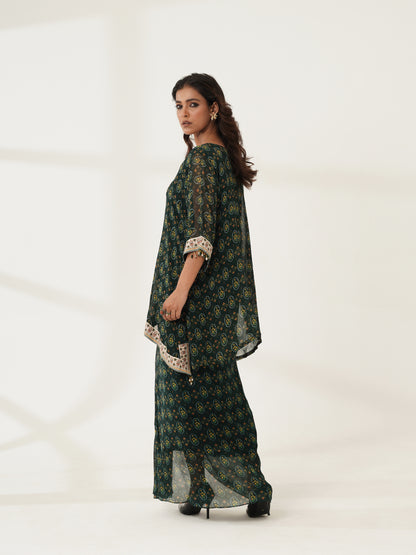 Emerald Green Printed Kaftan Co-Ord Set