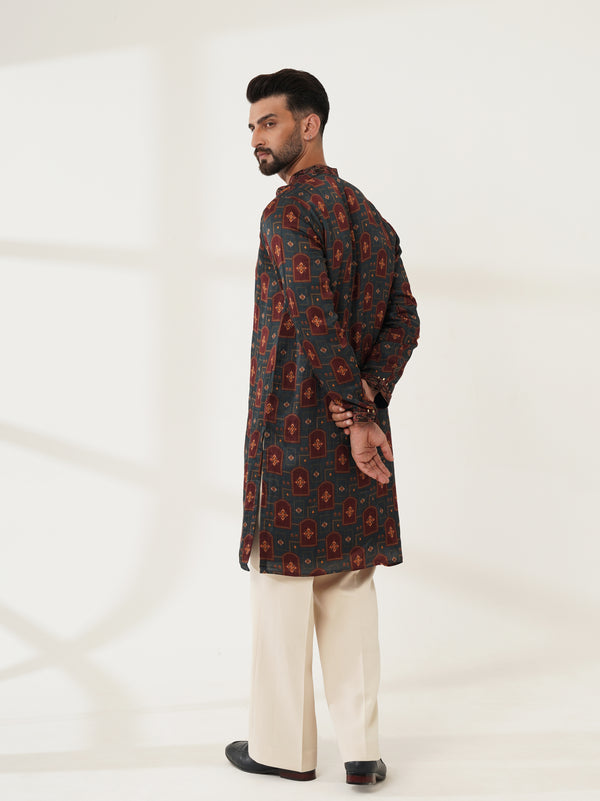 Midnight Blue Printed Kurta Set
