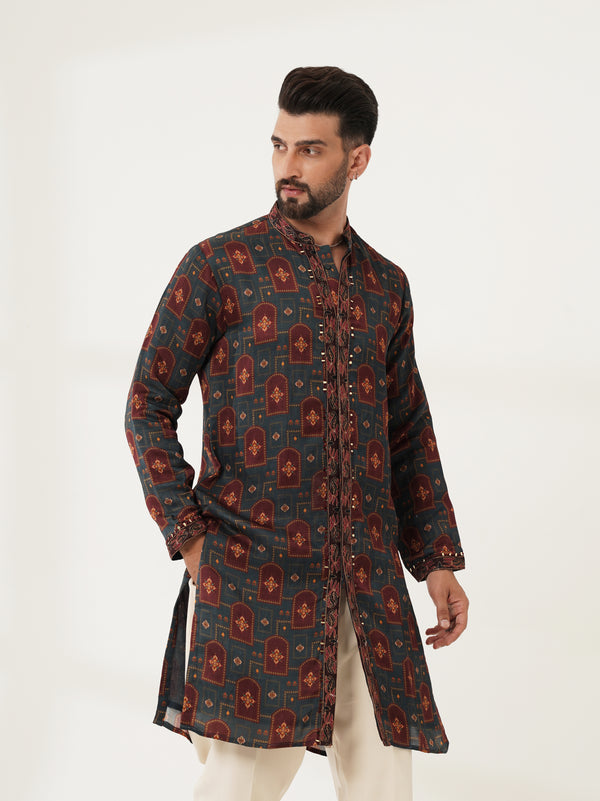 Midnight Blue Printed Kurta Set