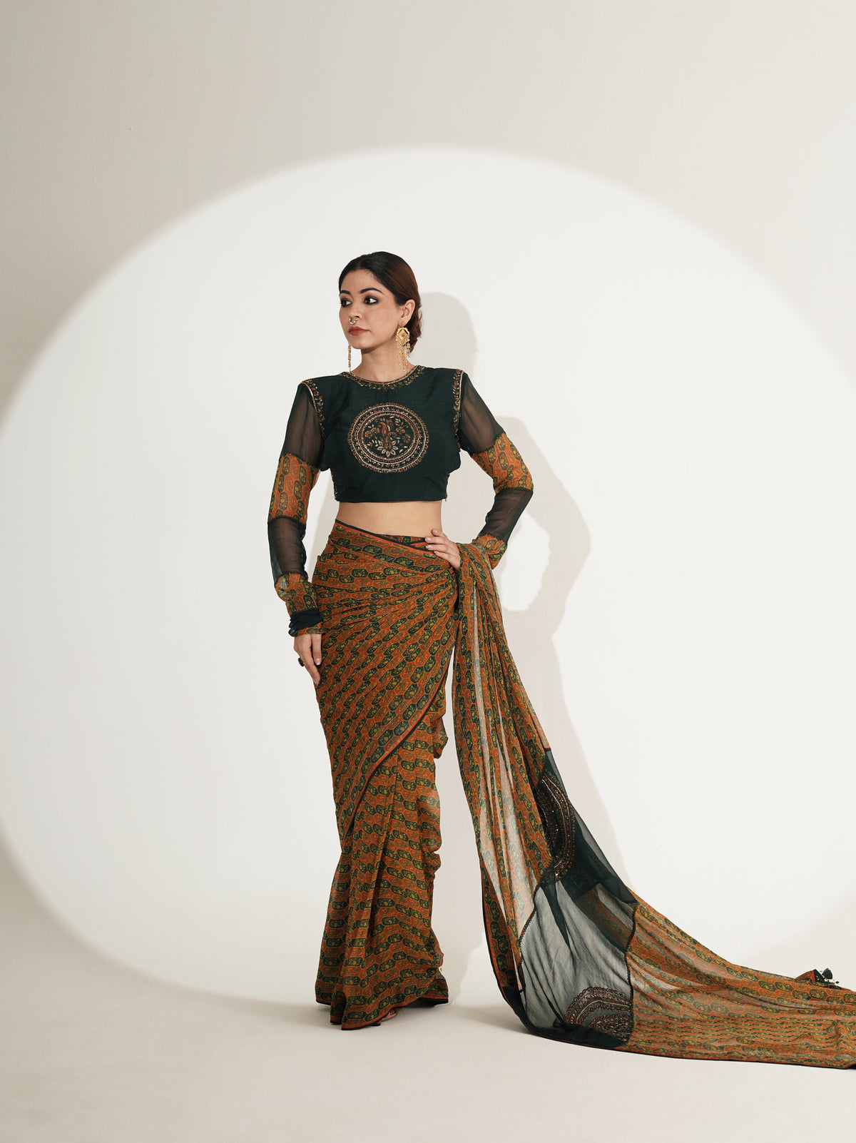 Varnika Printed Saree Set with Embroidered Blouse