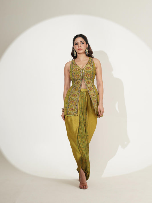 Olive Heritage Embroidered Co-ord Set