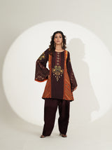 Maroon Printed Co-ord Set with Dupatta